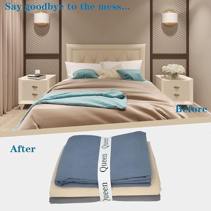 8 Pieces Bed Sheet Organizer Bands, Sheet Organizers and Storage Label Bands - Image 2