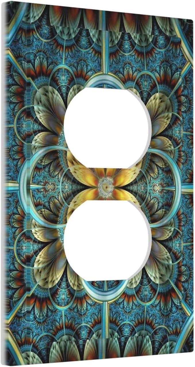 Outlet Covers Boho Fractal Mandala 1 Gang Duplex Light Switch Cover Plate - Image 2