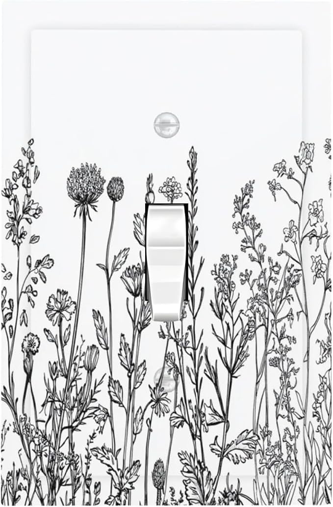 Decorative Light Switch Cover Floral Wildflower Rustic Plant Leaves 1 Gang by Unknown