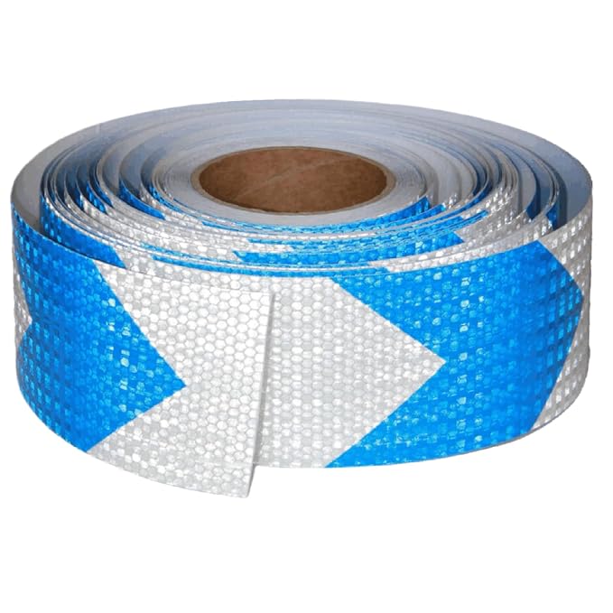 Blue and White Reflective Tape Outdoor Waterproof 3 inch X 166 feet, High by tuyrchu