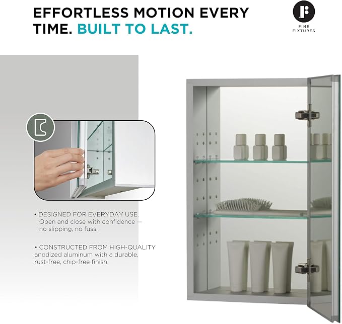Fine Fixtures Bathroom Medicine Cabinet, Recessed/Surface Mount, Right/Left - Image 4