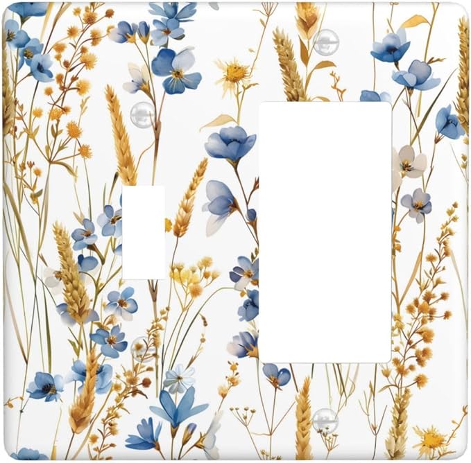 Vintage Wildflower Blue Gold Country Fall Wheat Floral Outlet Covers 1 Toggle 1 by Unknown