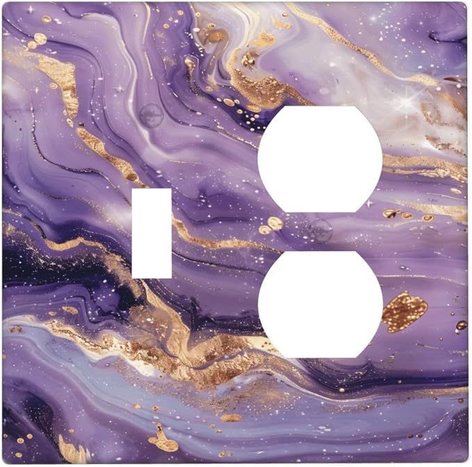 Luxury Marble Texture Purple And Gold Abstract Print Wallplates 1 Toggle 1 by Unknown