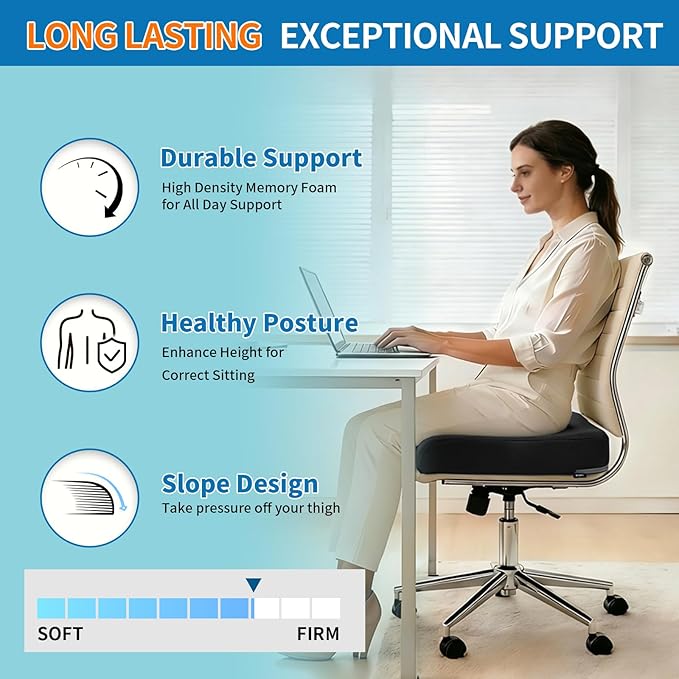 YOUFI Extra Thick Large Seat Cushion -19 X 17.5 X 4 Inch Gel Memory Foam Cushion - Image 4