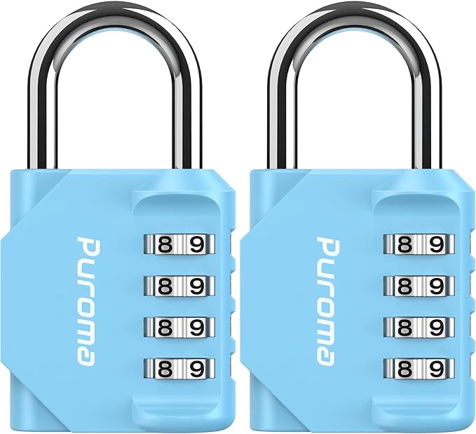 Puroma 2 Pack Combination Lock for Locker 4 Digit Outdoor Waterproof Padlock by Puroma