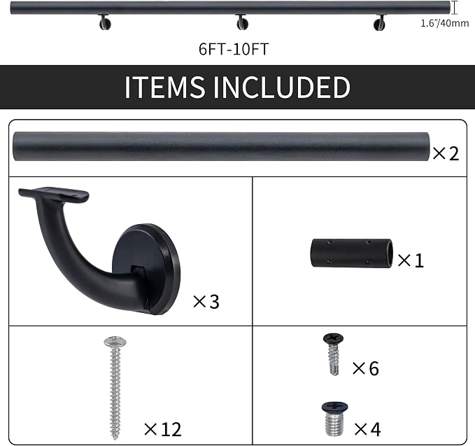 10 FT Modern Aluminum Handrail Set, handrails - Image 4