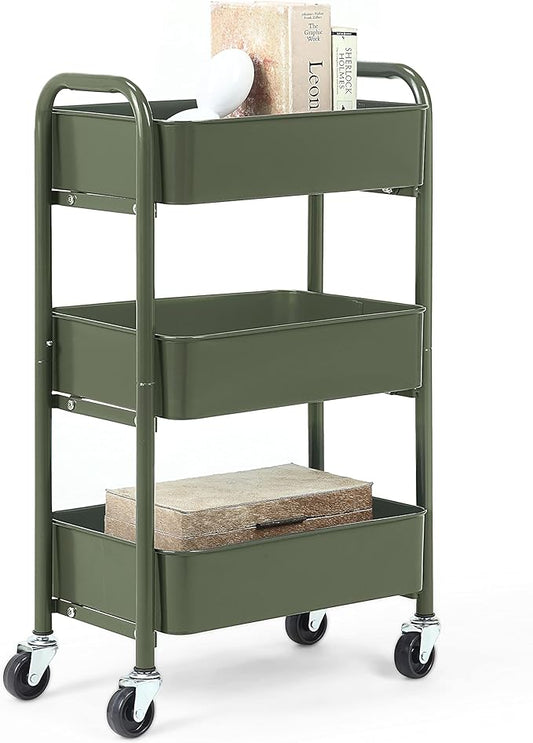 SunnyPoint 3-Tier Delicate Compact Rolling Metal Storage Organizer by SunnyPoint
