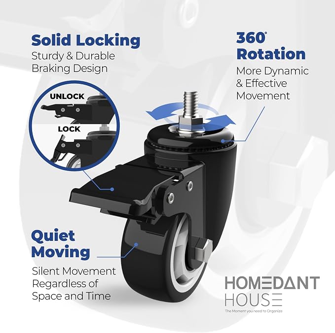 HOMEDANT House 48.1" 5-Tier Metal Rolling Cart Shelf Rack Casters Heavy Duty - Image 13