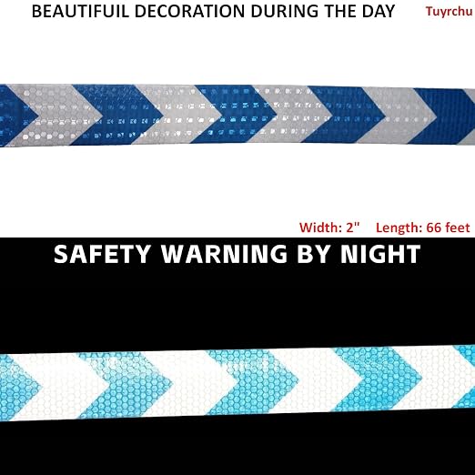 Reflective Tape Blue and White 2 inch X 66 feet X 10 Rolls, Outdoor Waterproof - Image 3