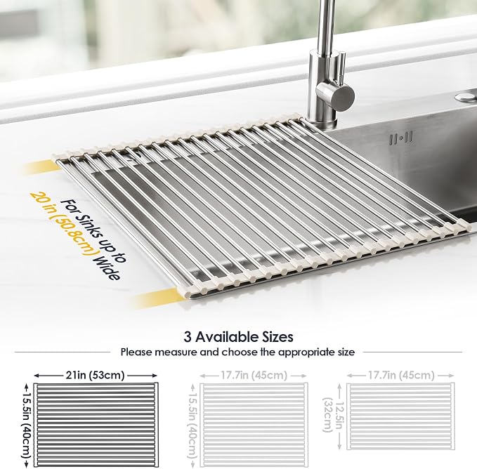 Tomorotec 21" x 15.5" Roll Up Dish Drying Rack Over Sink Drying Rack Sink Cover - Field & Grace