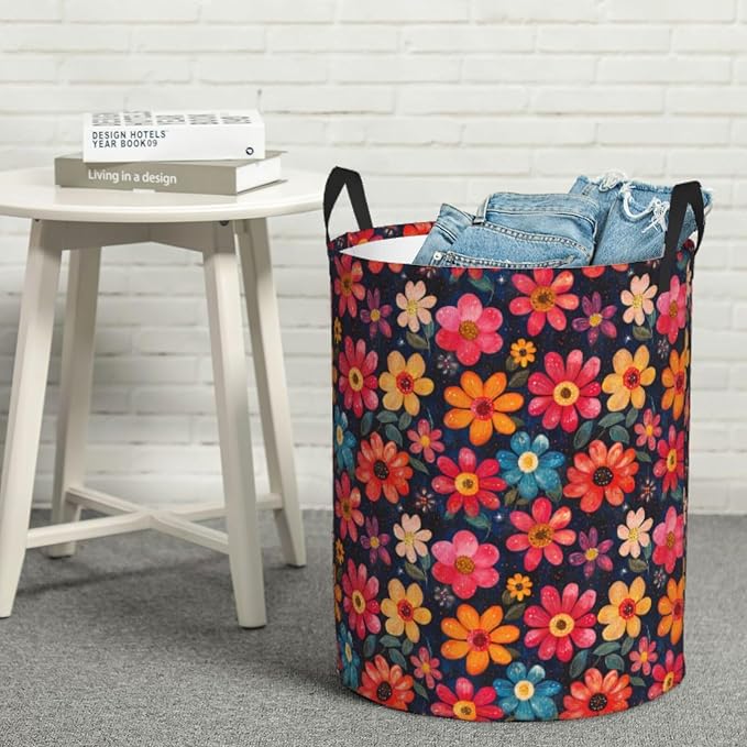 Laundry Basket Flowers Valentines Colors Collapsible Large Capacity, Dirty - Image 4