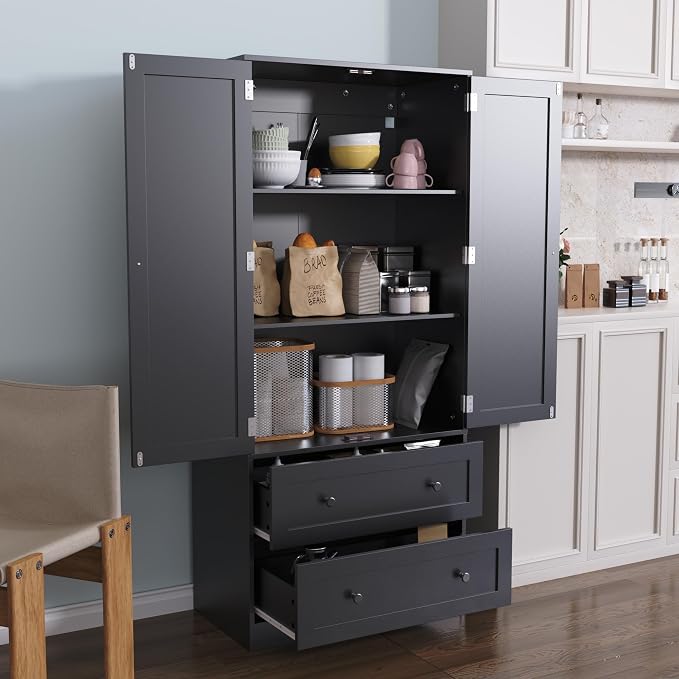 64.2" Tall Black Kitchen Pantry, Storage Cabinet - Image 6