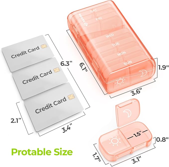 AUVON XL Weekly Pill Organizer 2 Times a Day, Pill Box 7 Day - Image 5
