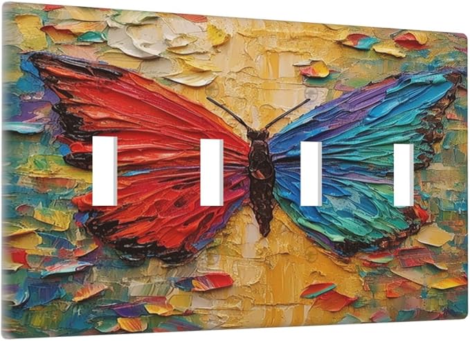 Light Switch Covers Colorful Butterfly Animal Insects Wall Art Abstract Quad - Image 2