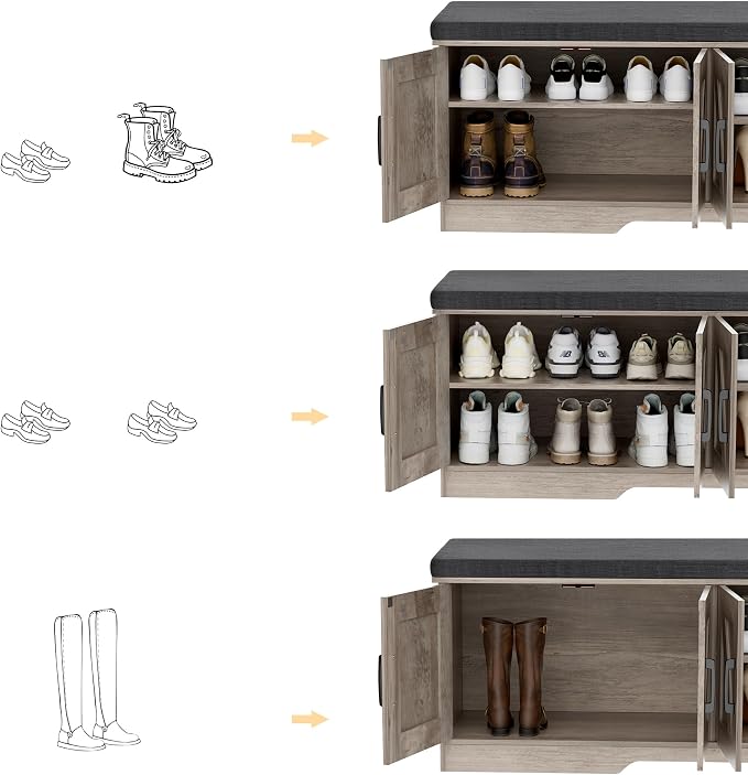 2-Tier Storage Bench, 47.2" Wide Shoe Bench - Image 6