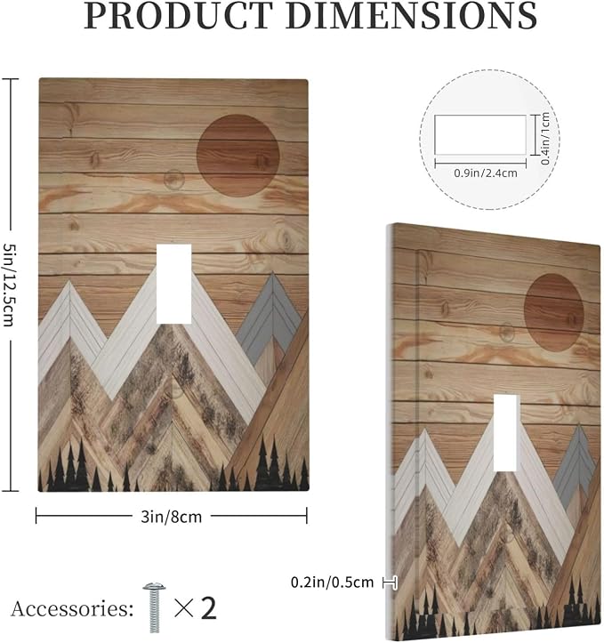 Wooden Planks Mosaic Snow Mountain Sun Decorative Light Switch Cover 1 Gang - Image 5