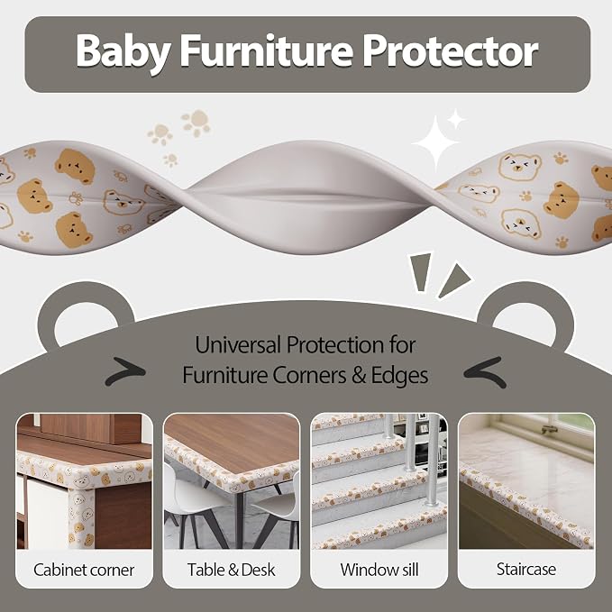 Edge Protector for Baby Proofing 6.5ft Heavy-Duty Soft Rubber Foam Furniture - Image 5