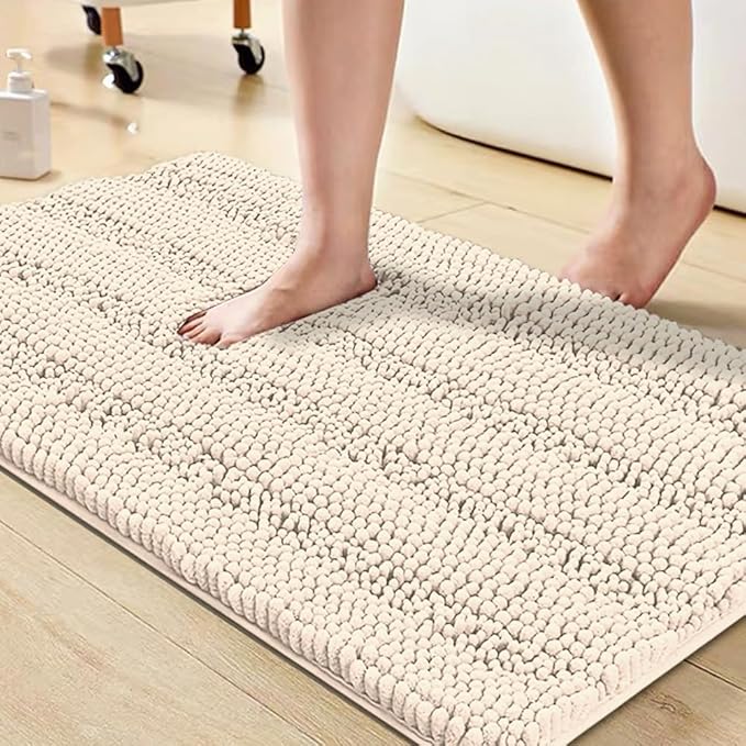 Turquoize Chenille Bath Mat, Soft Absorbent Shag Rug, Non Slip Bathroom Rugs by Turquoize