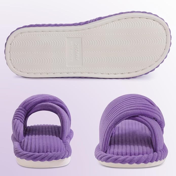 Evshine Fall House Slippers for Women Corduroy Cross Bow Indoor Slippers Open - Image 5