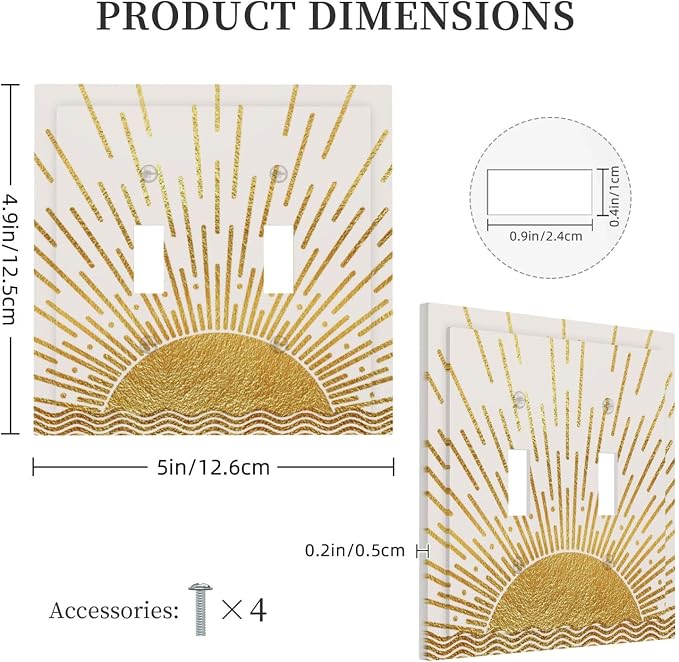 Mid Century Boho Golden Sun Sunrise Sunset Decorative Switch Plates 2 Gang - Image 5