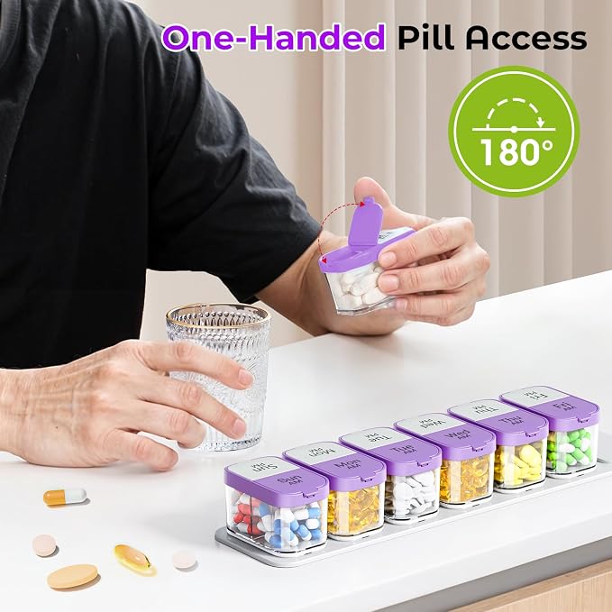 Odaro Extra Large Weekly Pill Organizer 2 Times A Day, Pill Box 7 Day Am Pm to - Image 8