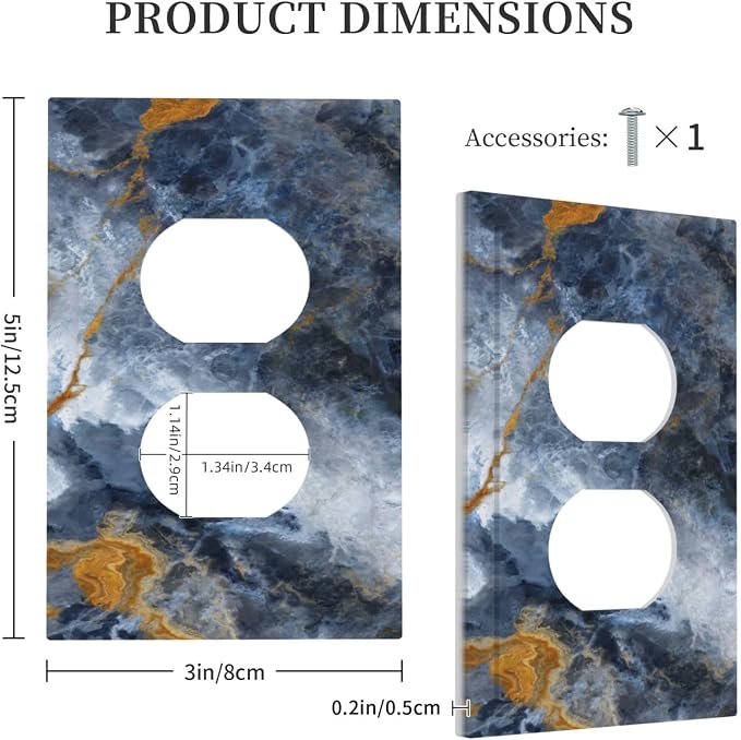 Outlet Covers Gold Dark Blue Gilt Haze Marble Decorative 1 Gang Duplex Light - Image 5