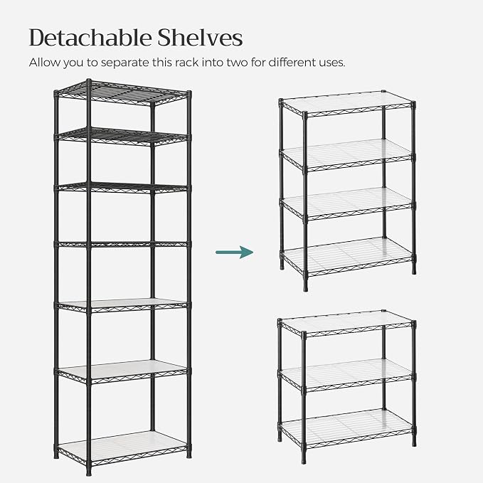 SONGMICS 7-Tier Storage Unit, Wire Shelving, Kitchen Metal Rack - Image 4