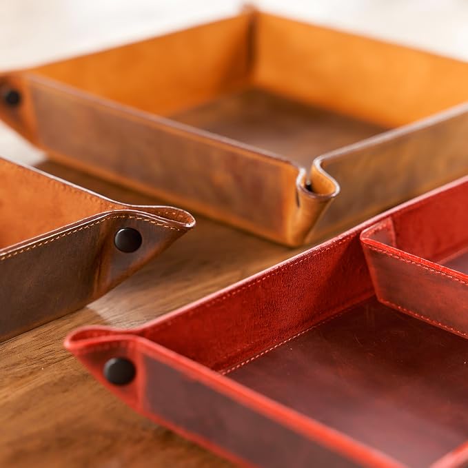 Handmade Leather Catch All Tray and Organizer - Image 7