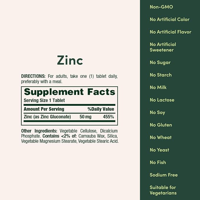 Nature’s Bounty Zinc 50mg, Immune Support & Antioxidant Supplement, Promotes - Field & Grace