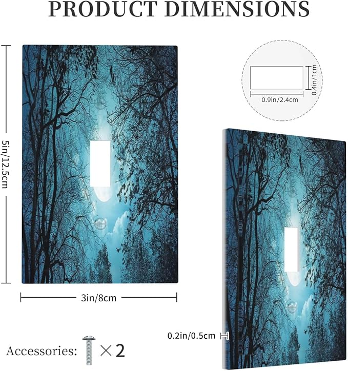 Light Switch Cover Teal Full Moon Forest 1 Gang Wall Plate Cover Turquoise - Image 5