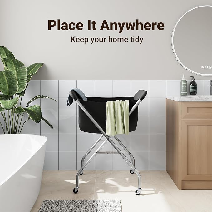 ELYKEN Laundry Cart with Wheels, 33”H Easy Rolling Laundry Hamper with - Field & Grace