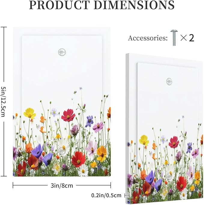 Light Switch Cover Plate Colorful Wildflowers Plant Floral Daisy 1 Gang No - Image 5