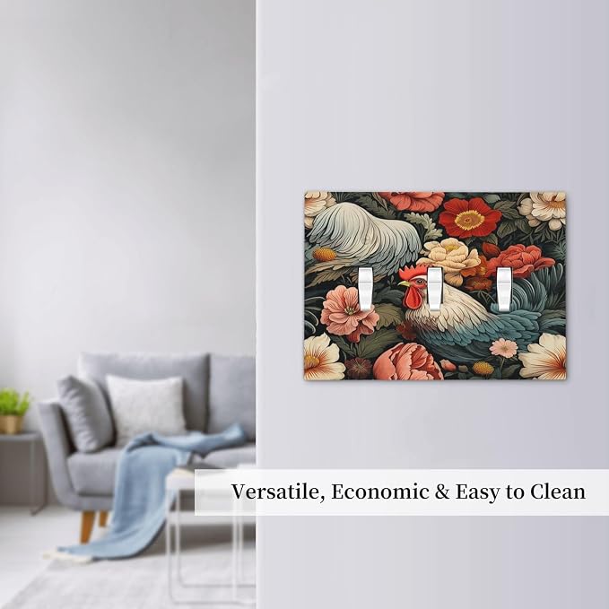 Decorative Switch Plates Rooster Flowers Red White Chicken Floral 3 Gang Wall - Image 7