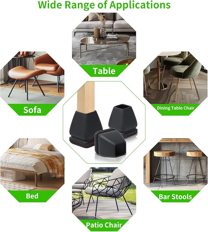 16PCS Small Chair Leg Floor Protectors, 3/4 inch Chair Leg Caps Covers Silicone - Image 8