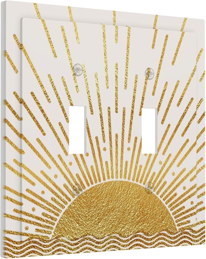 Mid Century Boho Golden Sun Sunrise Sunset Decorative Switch Plates 2 Gang - Image 2