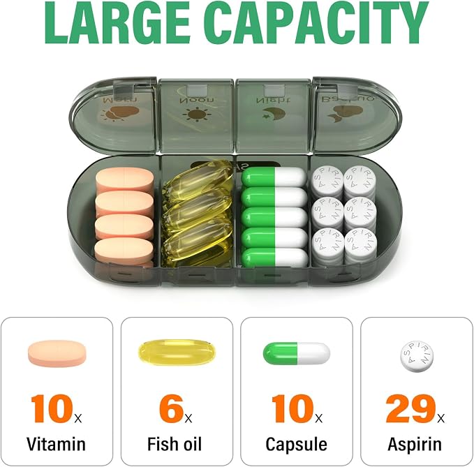 Weekly Pill Organizer 4 Times a Day, 7 Day Pill Box 4X, Portable - Image 2