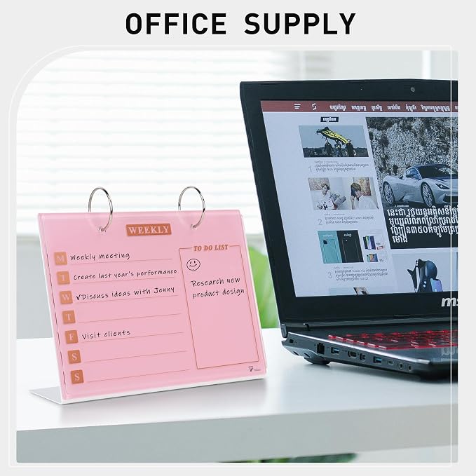 Desktop Glass Dry Erase & Acrylic Aesthetic Desk Calendar Weekly to-do List - Image 2