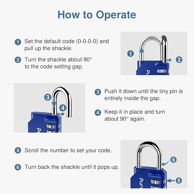 Puroma 1 Pack Combination Lock for Locker 4 Digit Outdoor Waterproof Padlock - Image 7