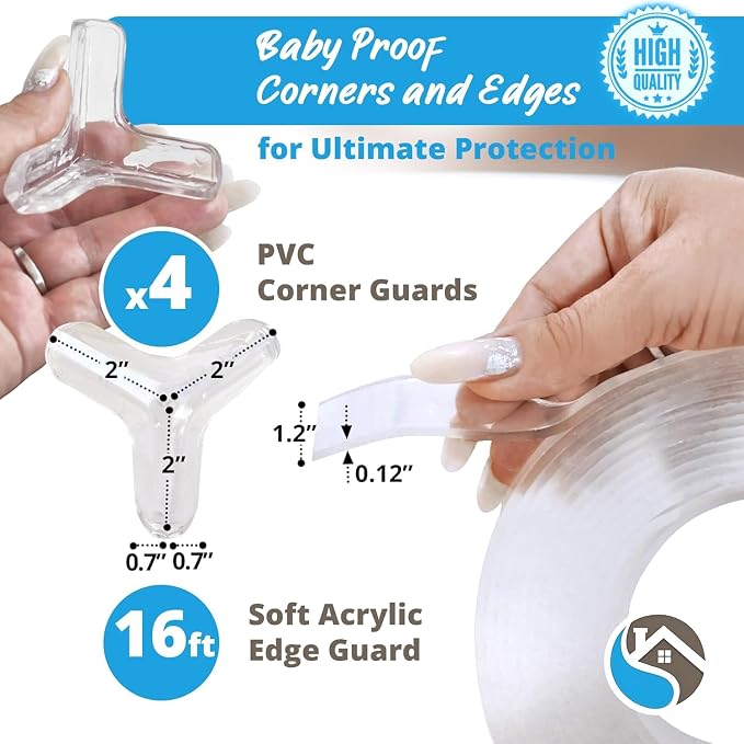 Furniture Corner & Edge Safety Bumpers, 16ft Edge Protector & 4 Clear Corner - Image 3
