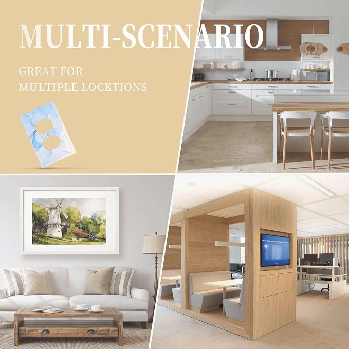 Modern Art Blue Gold Marble Abstract Luxury Print Outlet Covers 1 Gang Duplex - Image 8