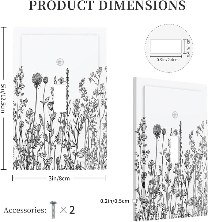 Decorative Light Switch Cover Floral Wildflower Rustic Plant Leaves 1 Gang - Image 5