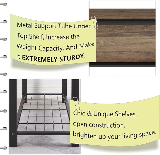 FOLUBAN Entryway Bench, Industrial Wood and Metal Storage Bench - Image 6