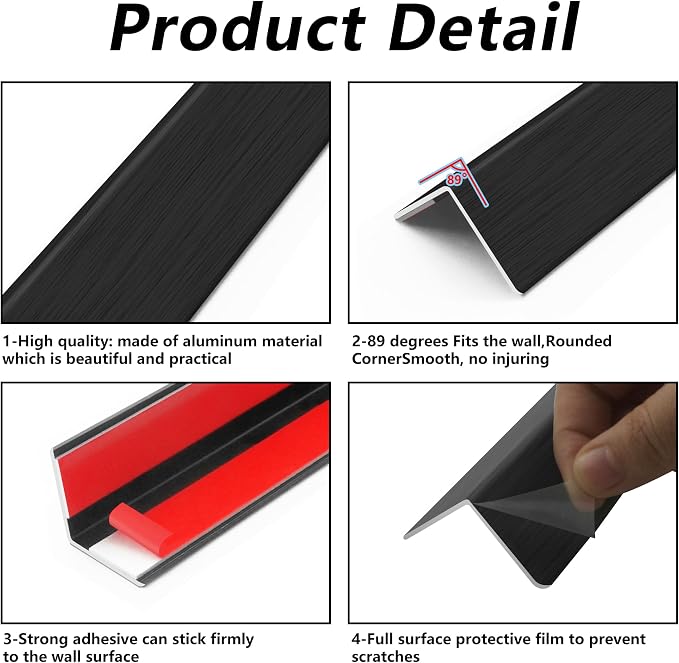 10pcs 48"L*1.42"W Aluminum Self-Adhesive Wall Corner Protectors, Wall Furniture - Image 4
