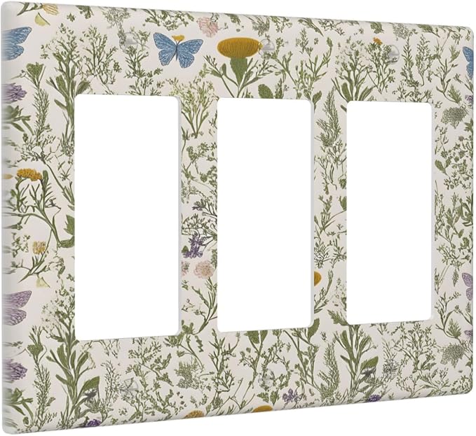 Floral Vintage Garden Plants Herbs Flower Botanical Outlet Covers Triple Rocker - Image 2
