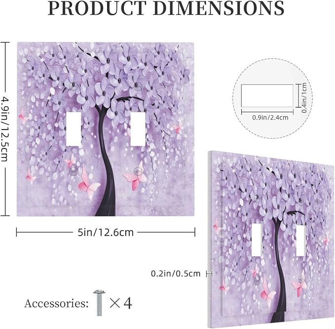 Light Switch Cover 3D Purple Tree 2 Gang Wall Plate Double Light Switch Plate - Image 5