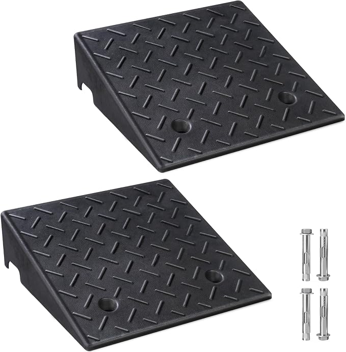Rubber Curb Ramp, Heavy-Duty 3 T Capacity Threshold Ramps, 19.7" L x 19.7" W by PerfitZone