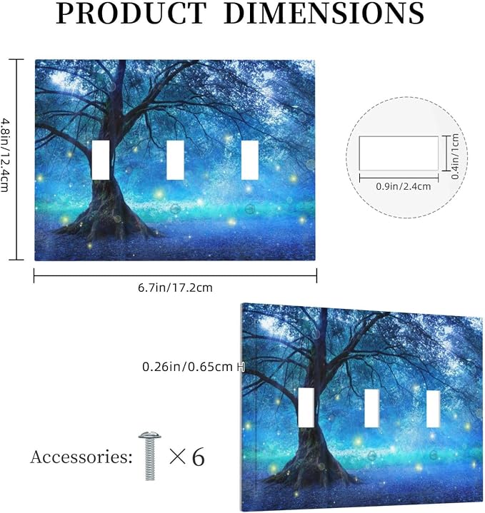 Light Switch Cover Fantasy Fairy Tree In Mystic Forest 3 Gang Wall Plate Triple - Image 5