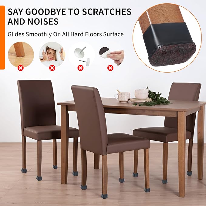 Ezprotekt 8 Pcs Rectangle Black Felt Chair Leg Floor Protectors - Image 6