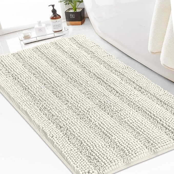 Turquoize Chenille Bath Rugs Shaggy Bathroom Rugs Non Slip Bath Mat by Turquoize