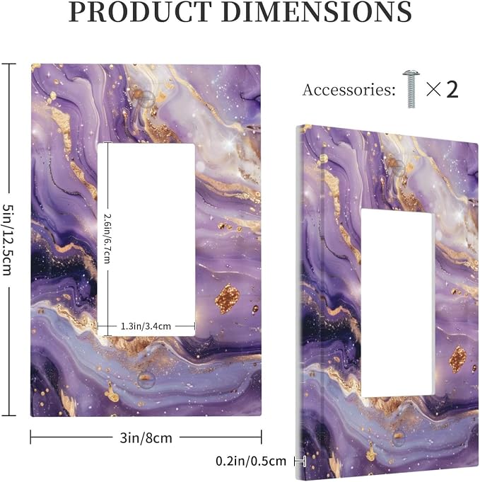 Luxury Marble Texture Purple And Gold Abstract Print Decorative Outlet Covers 1 - Image 5